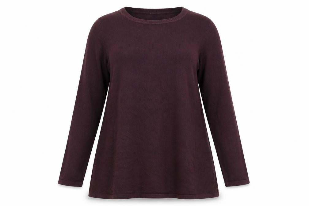 Front view of Intuition women’s purple knit a-line, size UK 14