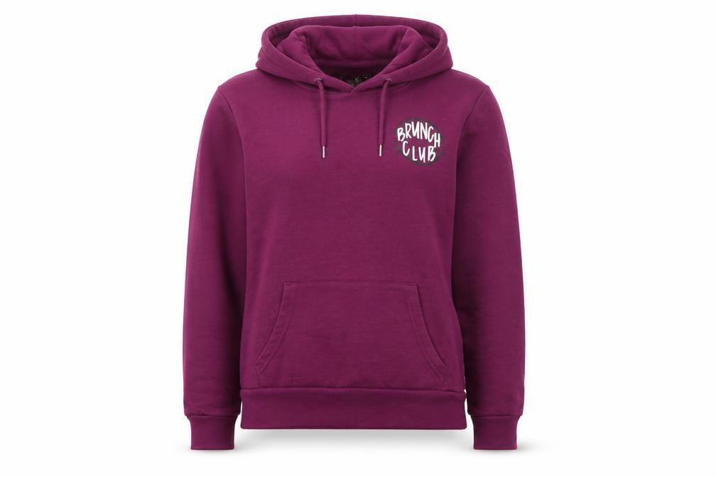 Front view of Primark women’s purple pullover hoodie, size UK 6