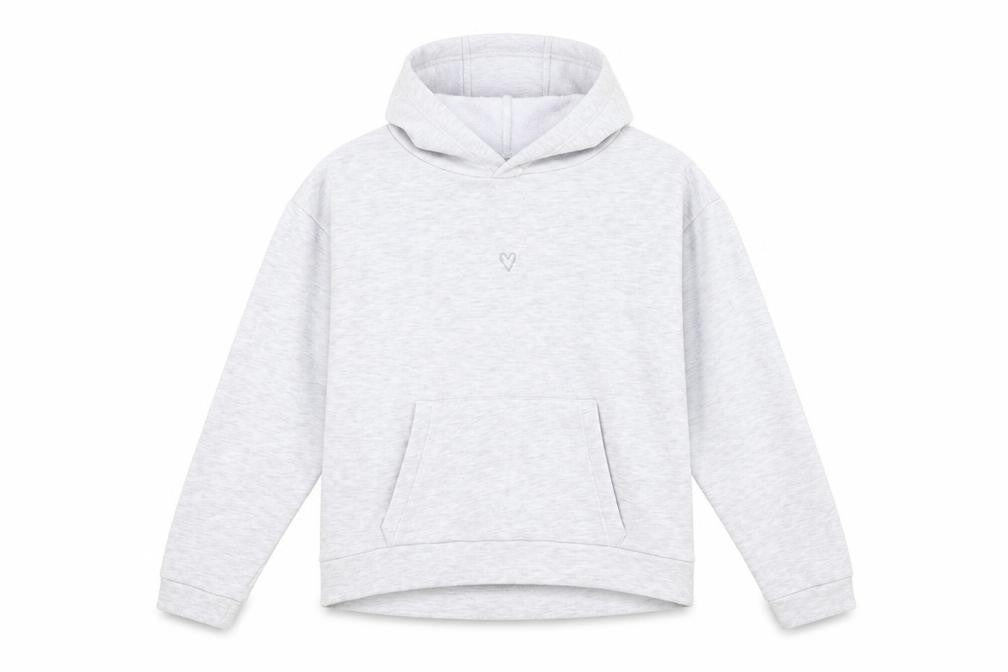 Front view of Topshop women’s grey pullover hoodie, size UK 8