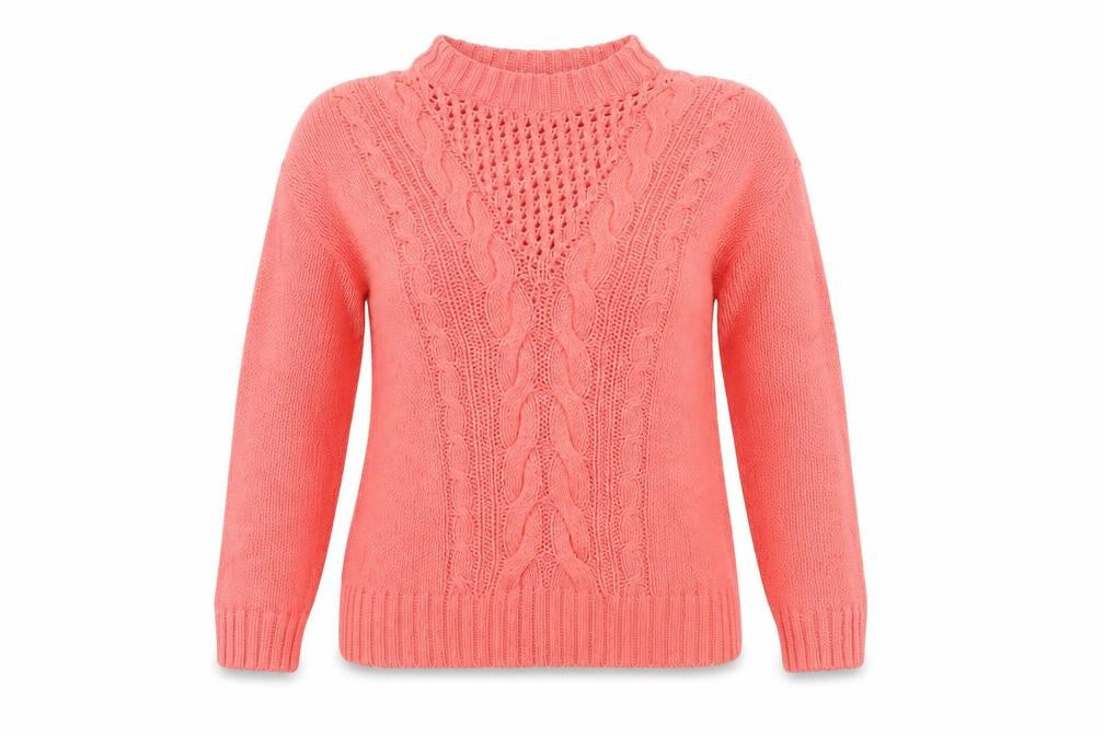 Front view of Dorothy Perkins women’s pink knit jumper, size UK 10