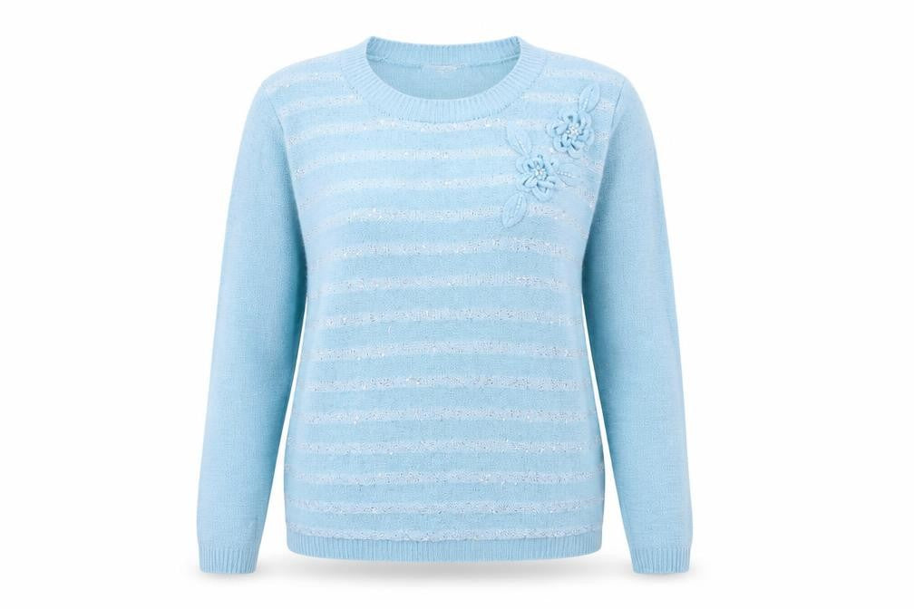 Front view of Fay Louise women’s blue knit jumper, size M