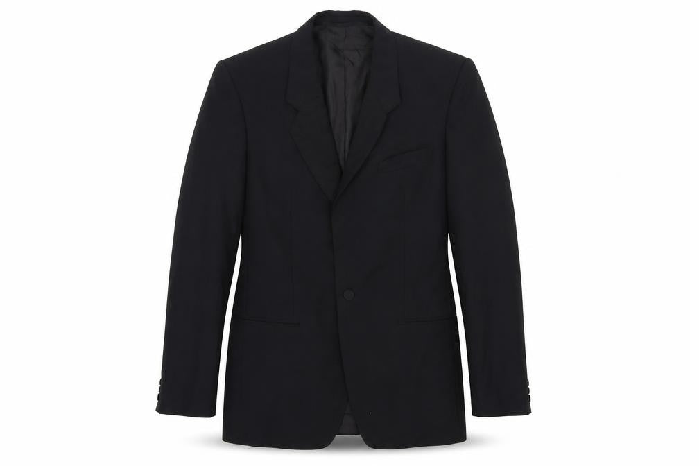 Front view of Preworn men’s black jacket suit jacket, size 38
