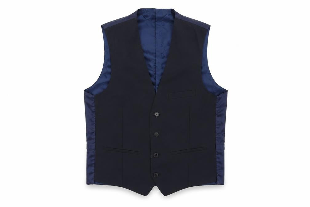 Front view of Preworn men’s blue jacket suit jacket, size 38