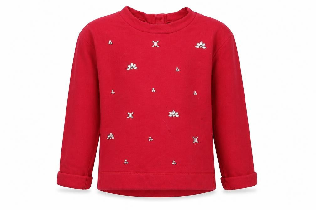 Front view of Cherokee girls’ pink jersey pullover sweatshirt, size 6, years
