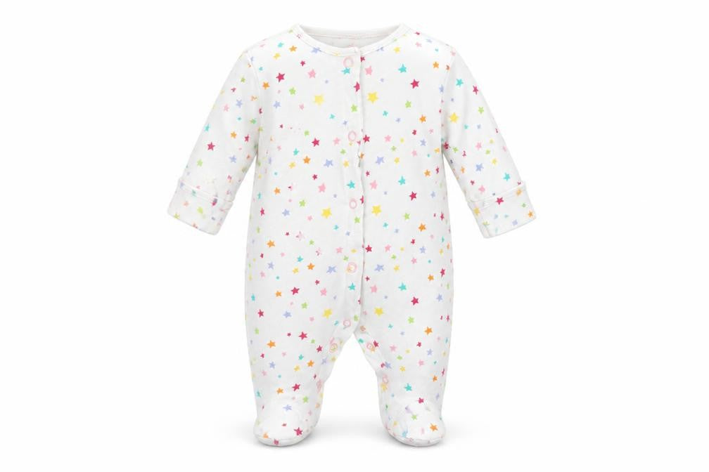 Front view of Next girls’ white solid babydoll one piece, size 0-3, months
