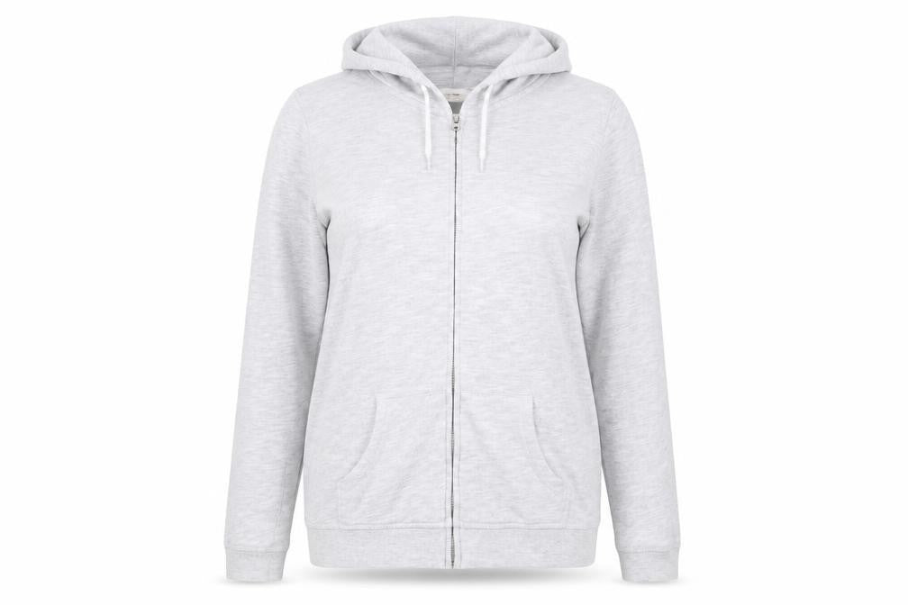 Front view of Asda George women’s grey full zip jumper, size UK 16