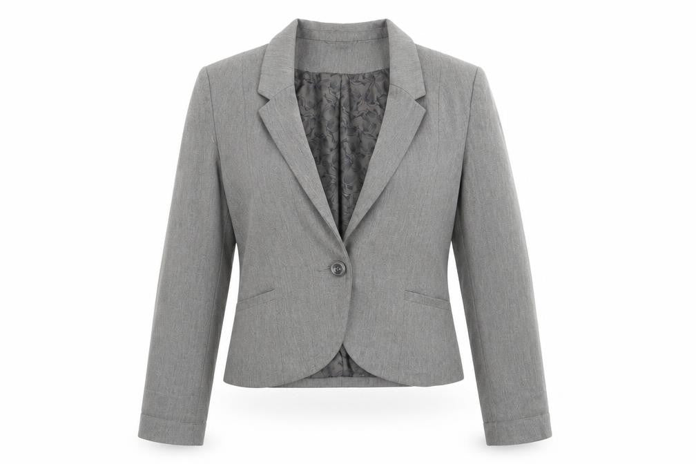 Front view of Divided by H&M women’s grey jacket blazer, size UK 12