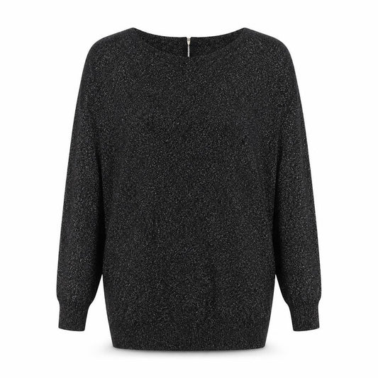 Front view of Warehouse women’s black jumper, size UK 8
