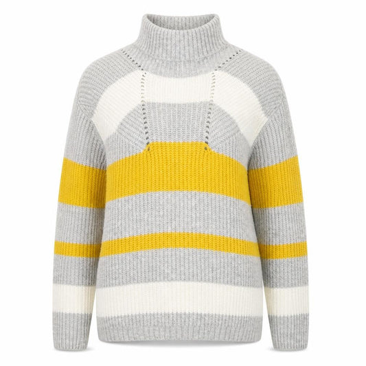 Front view of Matalan women’s grey striped jumper, size S