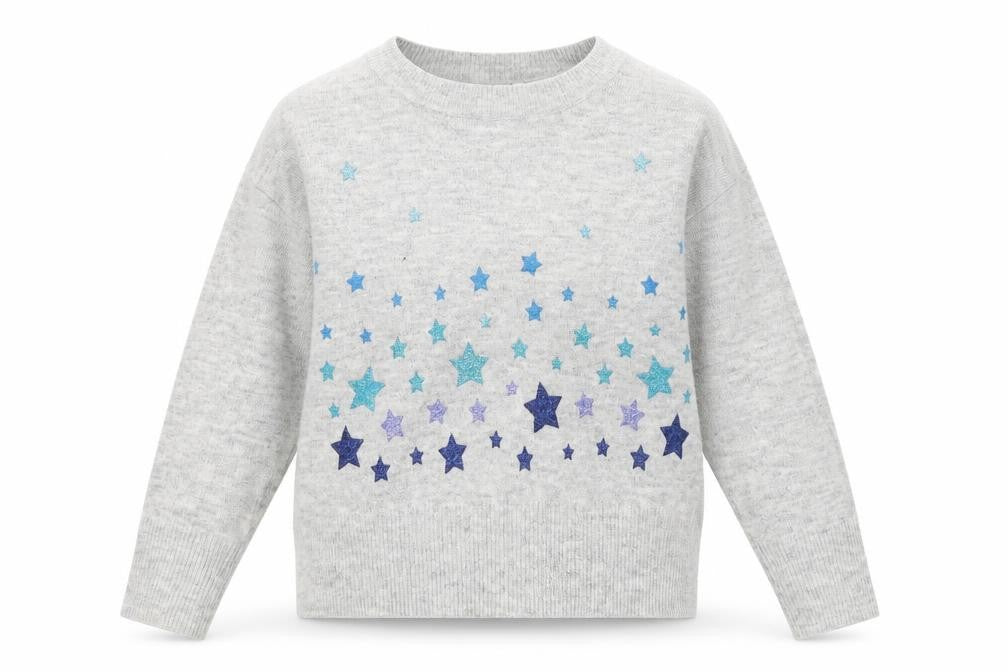 Front view of George women’s grey jumper, size M, - stars