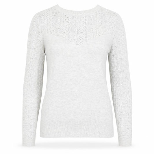 Front view of Warehouse women’s grey jumper, size UK 10