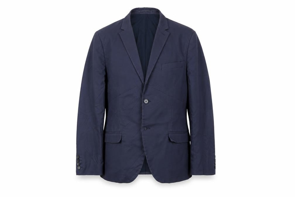 Front view of H&M men’s blue jacket blazer, size 38