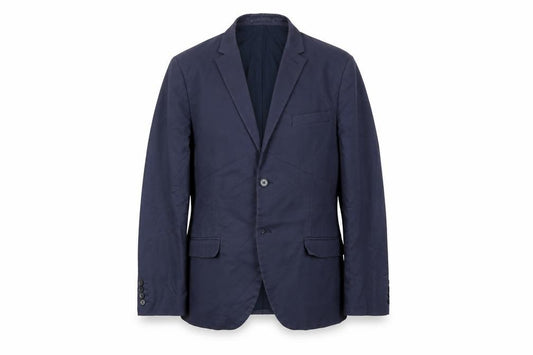 Front view of H&M men’s blue jacket blazer, size 38
