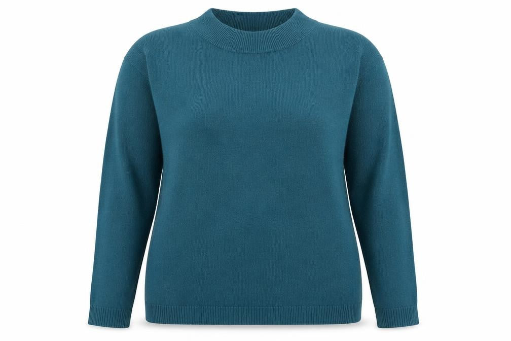 Front view of Pure & Natural women’s blue knit jumper, size UK 16