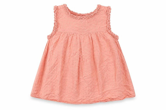 Front view of Next girls’ pink check fit & flare, size 5-6, years