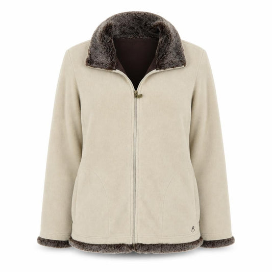 Front view of BC Clothing women’s beige jacket coatigan, size L