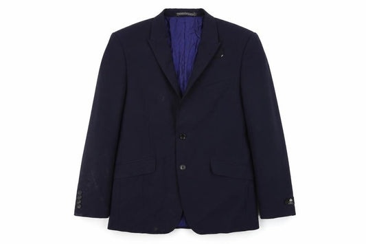 Front view of Marks & Spencer men’s blue jacket suit, size M