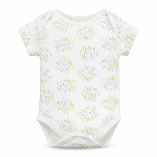 Front view of B&M Baby White Babygrow One-Piece, size 3-6, Months