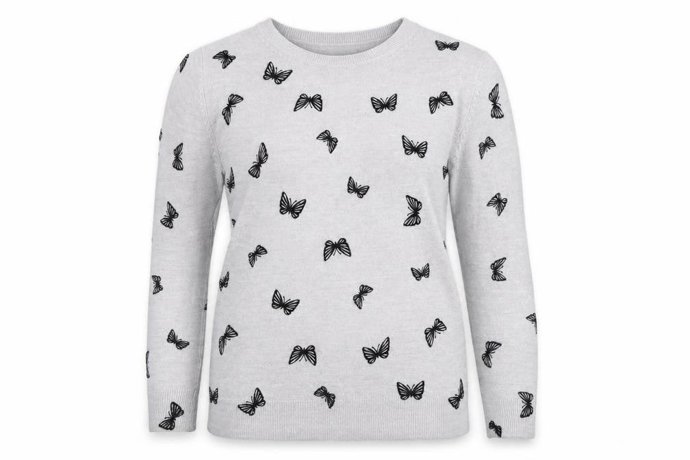 Front view of Marks & Spencer women’s grey jumper, size UK 10