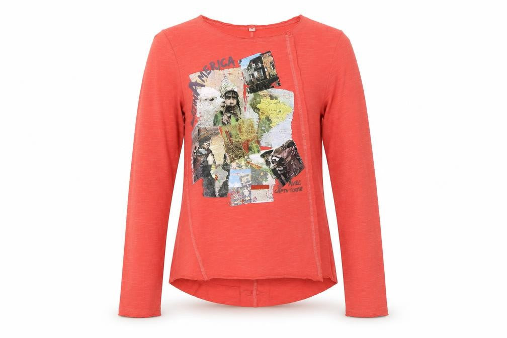 Front view of Captn Tortue girls’ pink basic t-shirt, size 8, years