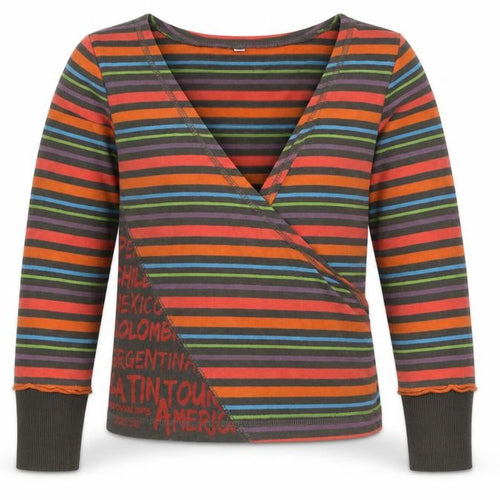 Captn Tortue Girls Green Striped  Pullover Jumper Size 6 Years