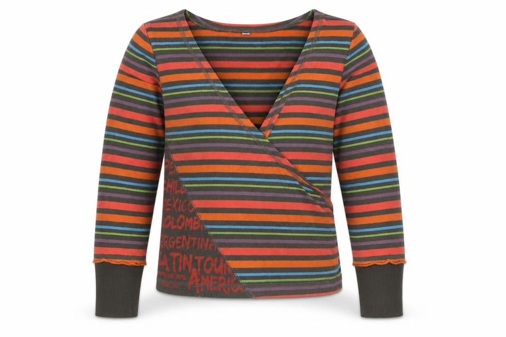 Captn Tortue Girls Green Striped  Pullover Jumper Size 6 Years