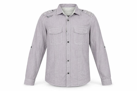 Front view of Burton men’s purple button-up, size S