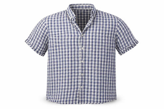 Front view of F&F men’s white check button-up, size L