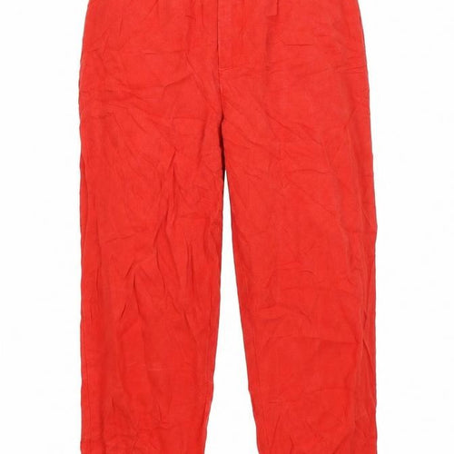 Zara Womens Red   Cropped Trousers Size XS L22 in