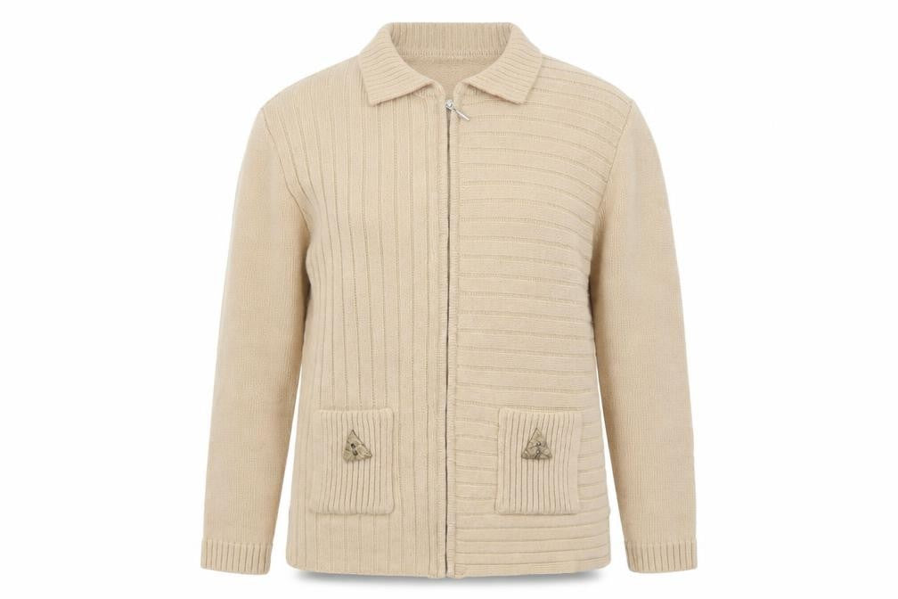 Front view of Afibel women’s brown full zip jumper, size M