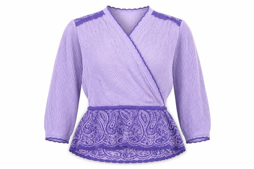 Front view of Meici women’s purple jumper, size UK 16
