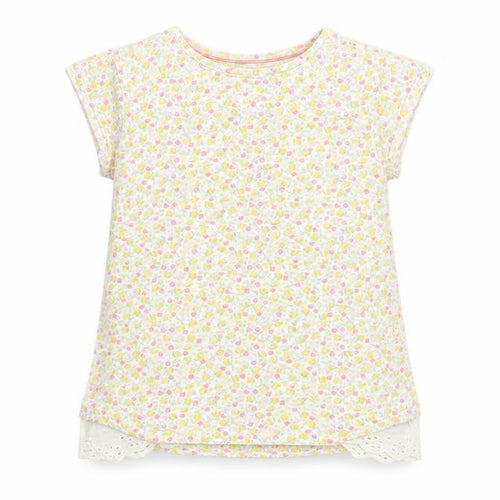 Mothercare Girls White Floral  Basic T-Shirt Size 3-4 Years