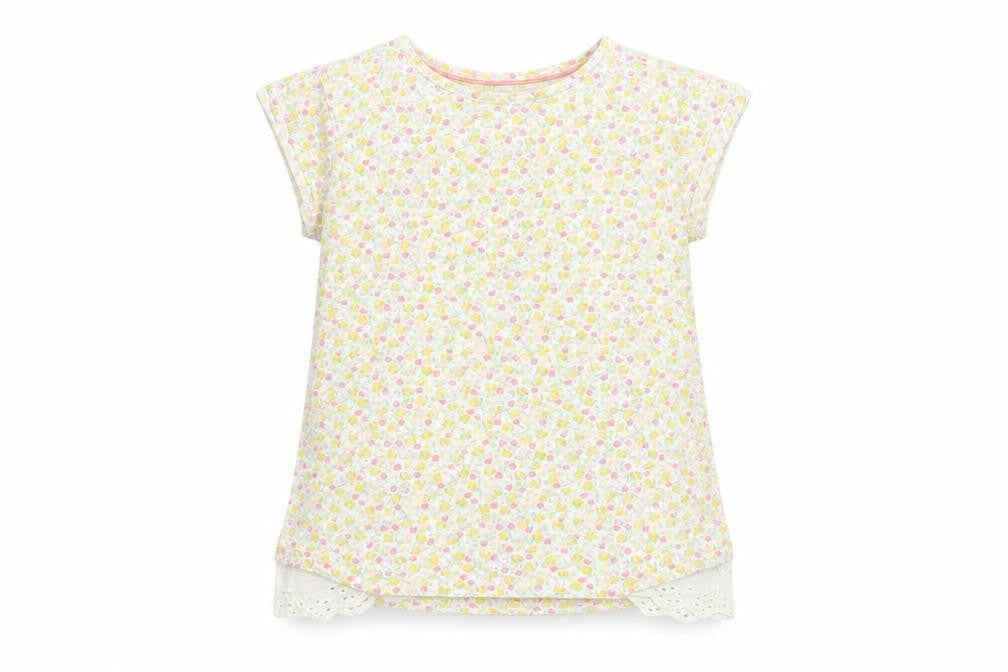 Mothercare Girls White Floral  Basic T-Shirt Size 3-4 Years