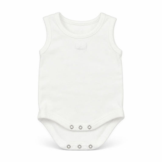 Front view of mamas & papas Baby White Babygrow One-Piece Size Newborn