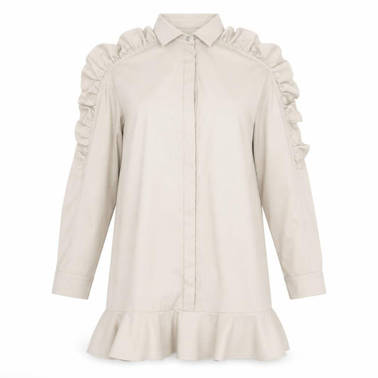 Front view of PRETTYLITTLETHING women’s beige a-line, size UK 10