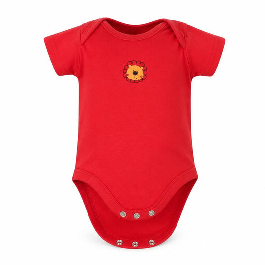Front view of Mothercare girls’ red babygrow one-piece, size 0-3, months