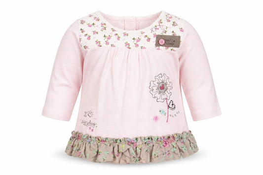 Front view of Next girls’ pink floral basic t-shirt, size 3-6, months