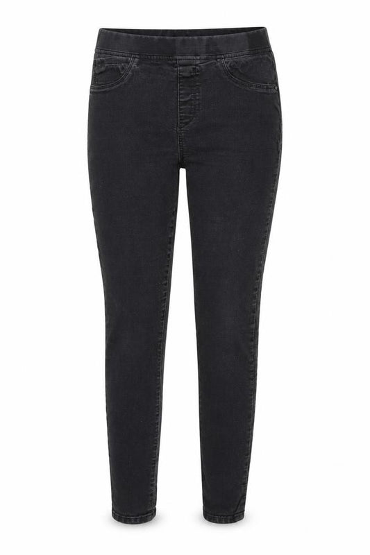 Front view of Pep&Co women’s black mom jeans, size UK 10, 35-inch leg
