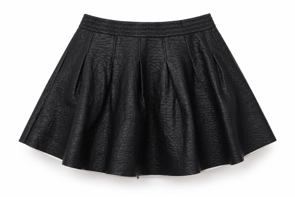 Front view of H&M women’s black flare skirt, size UK 12
