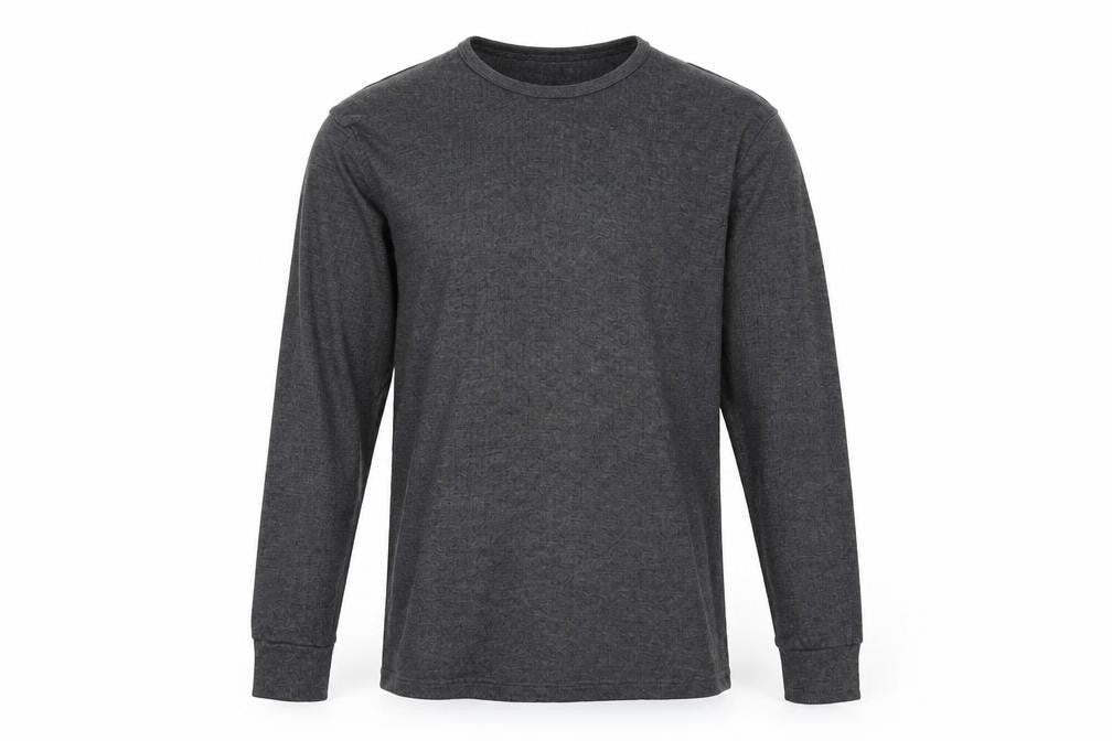 Front view of Heat Saver men’s grey jumper, size XL