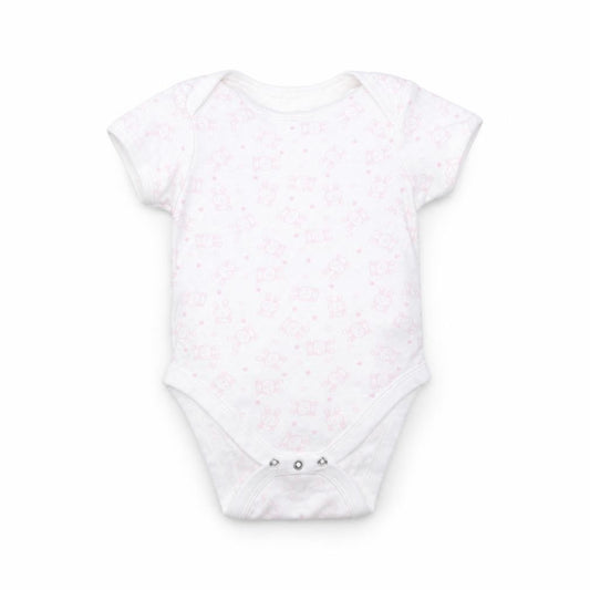 Front view of F&F girls’ white polka dot babygrow one-piece, size 9-12, months