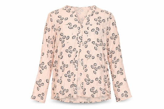 Front view of F&F women’s pink floral basic button-up, size UK 8