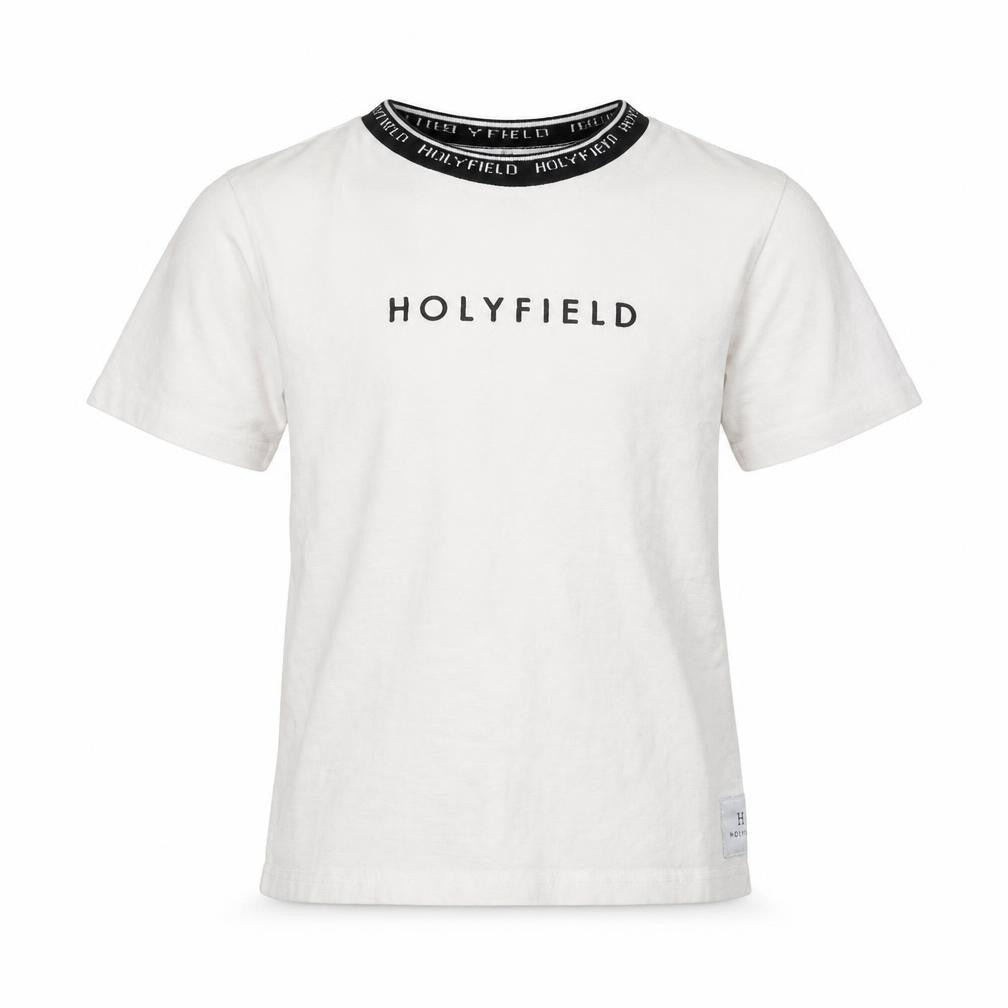 Front view of Holyfield boys’ white basic t-shirt, size 7-8, years