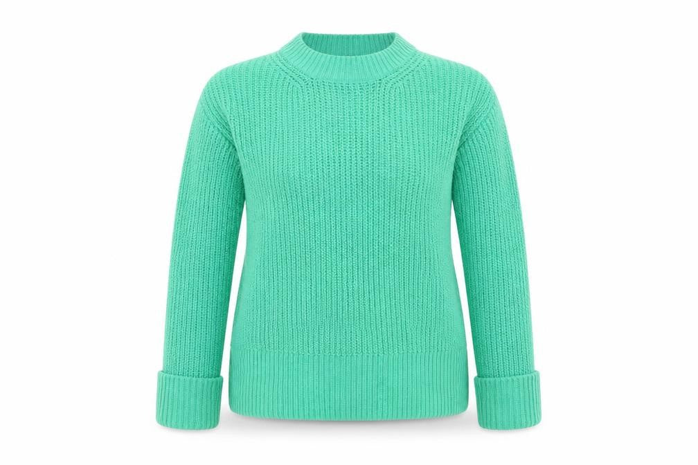 Front view of Very women’s green knit jumper, size UK 8