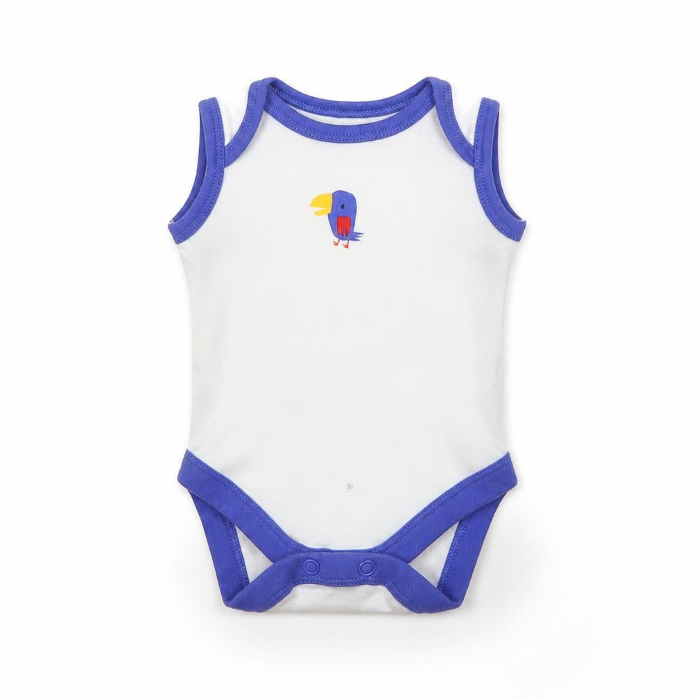Front view of Mothercare Baby White Romper One-Piece, size 0-3, Months