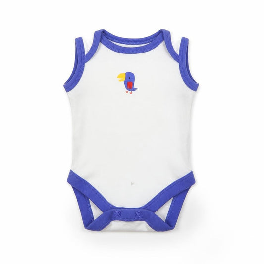 Front view of Mothercare Baby White Romper One-Piece, size 0-3, Months