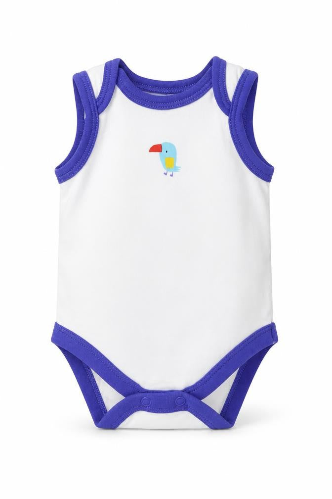 Front view of Mothercare Baby White Romper One-Piece, size 0-3, Months