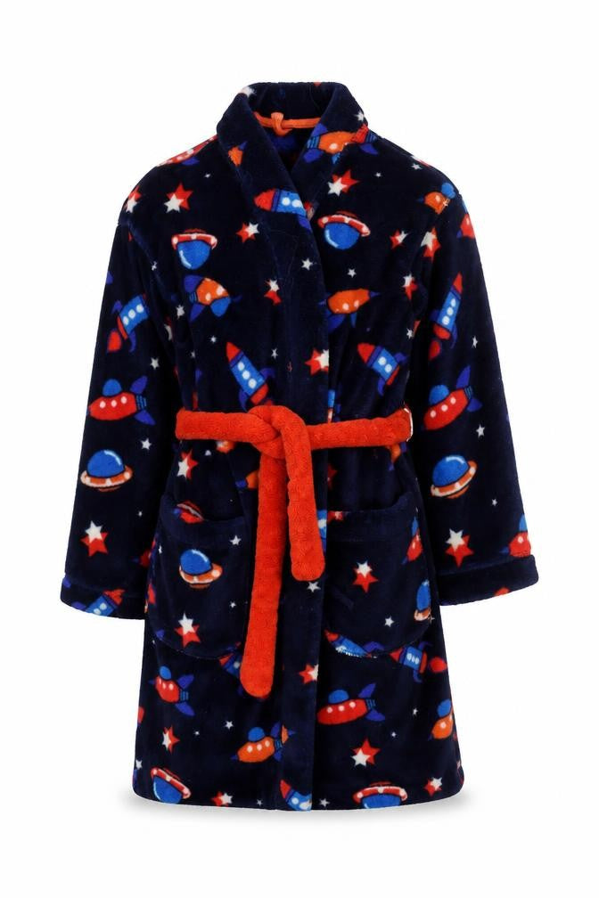 M&S Girls Blue Geometric  Kimono Pyjama Top Size 7-8 Years  - Space