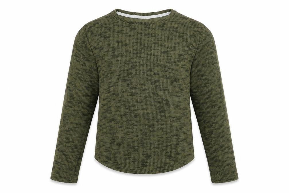 Front view of Hallys girls’ green jumper, size 12, years