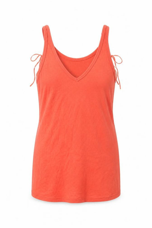 Front view of Ethel Austin women’s orange basic tank, size UK 18